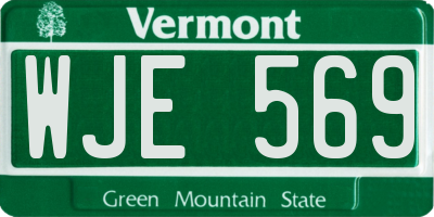VT license plate WJE569