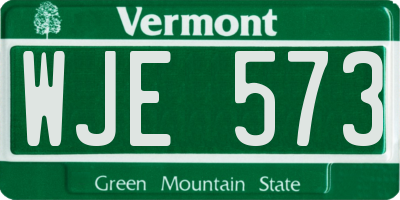 VT license plate WJE573