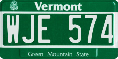VT license plate WJE574