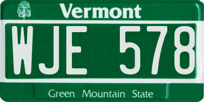 VT license plate WJE578