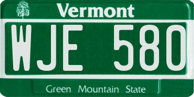VT license plate WJE580