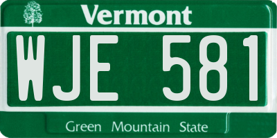 VT license plate WJE581