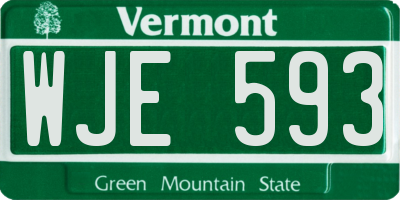 VT license plate WJE593
