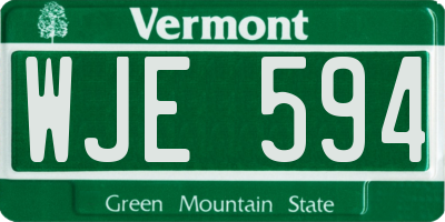 VT license plate WJE594