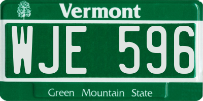 VT license plate WJE596