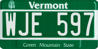 VT license plate WJE597