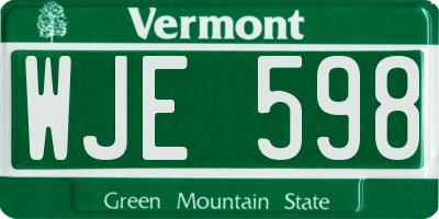 VT license plate WJE598