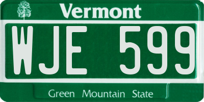 VT license plate WJE599
