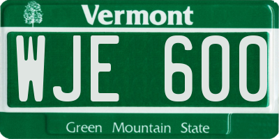 VT license plate WJE600