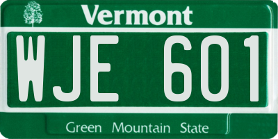 VT license plate WJE601