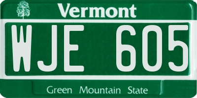 VT license plate WJE605