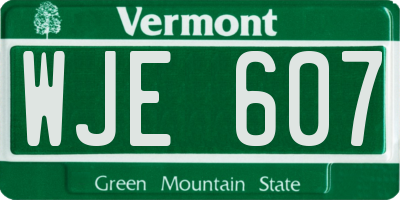 VT license plate WJE607