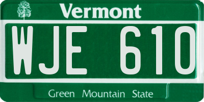 VT license plate WJE610
