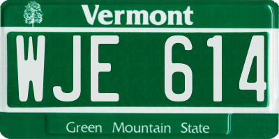 VT license plate WJE614