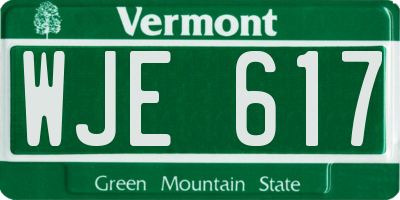 VT license plate WJE617
