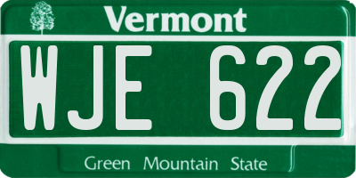 VT license plate WJE622
