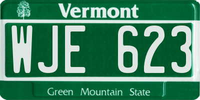 VT license plate WJE623