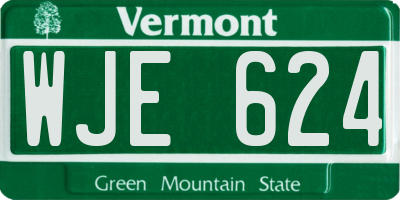 VT license plate WJE624