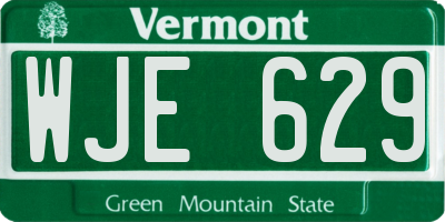 VT license plate WJE629