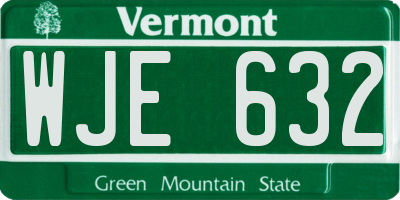 VT license plate WJE632