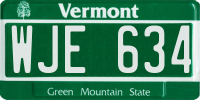 VT license plate WJE634
