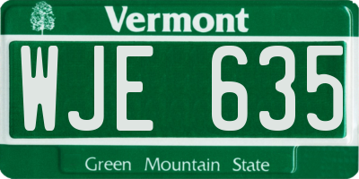 VT license plate WJE635