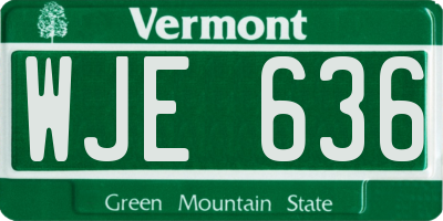 VT license plate WJE636
