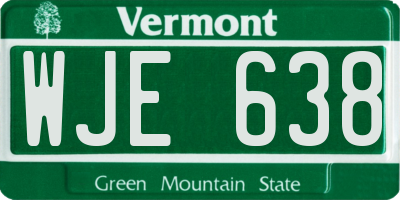 VT license plate WJE638