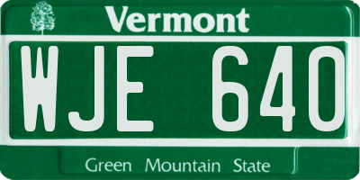 VT license plate WJE640
