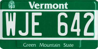 VT license plate WJE642