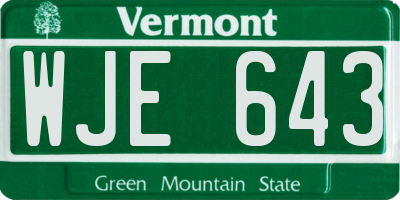 VT license plate WJE643