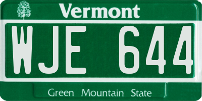 VT license plate WJE644