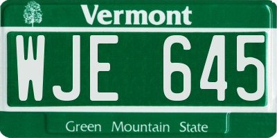 VT license plate WJE645
