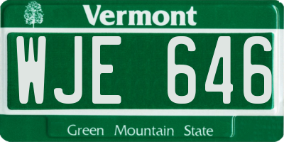 VT license plate WJE646