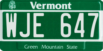VT license plate WJE647