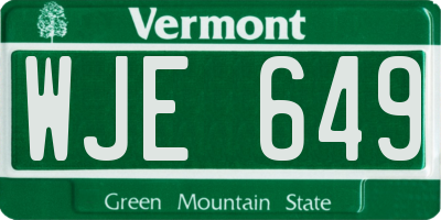 VT license plate WJE649
