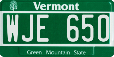 VT license plate WJE650