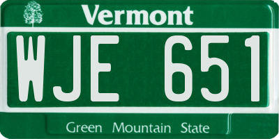 VT license plate WJE651