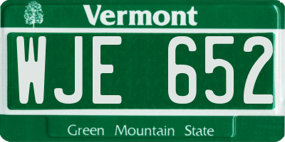 VT license plate WJE652
