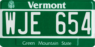 VT license plate WJE654