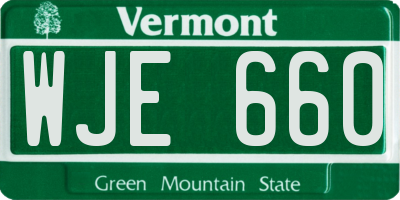 VT license plate WJE660