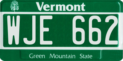 VT license plate WJE662