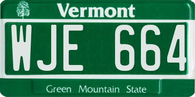 VT license plate WJE664