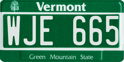 VT license plate WJE665