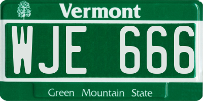 VT license plate WJE666