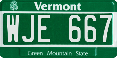 VT license plate WJE667