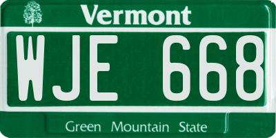 VT license plate WJE668