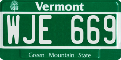 VT license plate WJE669
