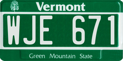 VT license plate WJE671