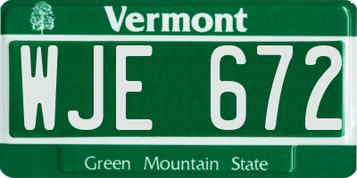 VT license plate WJE672